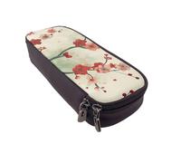 BNVSADC Japanese Spring Plum Floral Printed PU Leather Flip Pencil Case, Cute Pencil Box Pen Bag Stationery Organizer Makeup Bag for School Office Travel