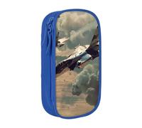 BNVSADC Jet Fighter Printed Pencil Case for Girls Boys, Large Capacity Pencil Pouch Cute Pencil Box Adult Makeup Bag with 2 Compartments, Blue