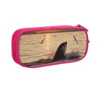 BNVSADC Killer Whale Under Sunset Printed Pencil Case Large Pen Bag Cute Pencil Box Pouch Office School Stationery Organizer for Girls Boys, Pink