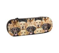 BNVSADC Labrador Retriever Dogs Printed Leather Pencil Pen Case & Makeup Bag - Stylish Hard Shell Pencil Bag Stationery Organizer Pouch for School Office Travel