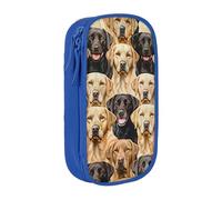 BNVSADC Labrador Retriever Dogs Printed Pencil Case for Girls Boys, Large Capacity Pencil Pouch Cute Pencil Box Adult Makeup Bag with 2 Compartments, Blue