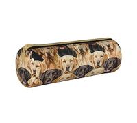BNVSADC Labrador Retriever Dogs Printed Round Pencil Case Leather Pencil Pouch Cute Stationery Pencil Pen Bag for School Office Travel