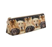 BNVSADC Labrador Retriever Dogs Printed Triangle Pencil Case Leather Pencil Pouch Cute Stationery Pencil Pen Bag for School Office Travel