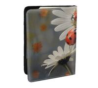 BNVSADC Ladybug and Flower Printed Passport Holder Travel PU Leather Passport Cover Case Organiser for Men Women, 6.5 inch