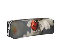 BNVSADC Ladybug and Flower Printed Pencil Case Leather Pencil Pouch Cute Stationery Pencil Pen Bag with Zipper for School Office Travel