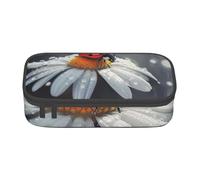 BNVSADC Ladybug on Flower Printed Pencil Case Cute Pencil Box Bag Pen Pouch Office School Stationery Organizer for School Travel Work