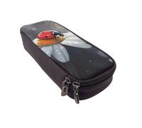BNVSADC Ladybug on Flower Printed PU Leather Flip Pencil Case, Cute Pencil Box Pen Bag Stationery Organizer Makeup Bag for School Office Travel