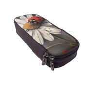 BNVSADC Ladybug Pattern Printed PU Leather Flip Pencil Case, Cute Pencil Box Pen Bag Stationery Organizer Makeup Bag for School Office Travel