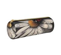 BNVSADC Ladybug Pattern Printed Round Pencil Case Leather Pencil Pouch Cute Stationery Pencil Pen Bag for School Office Travel