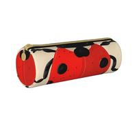 BNVSADC Ladybug Printed Round Pencil Case Leather Pencil Pouch Cute Stationery Pencil Pen Bag for School Office Travel