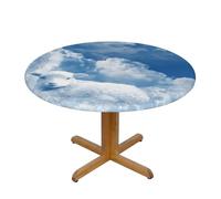 BNVSADC Lamb with A Lion On The Clouds Printed Round Tablecloth with Elastic Edged, M(138CM Diameter), Polyester Kitchen Water Resistant Table Cloth Dining Table Decoration Table Covers