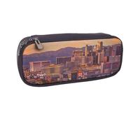 BNVSADC Las Vegas Sunset Printed Leather Pencil Pen Case & Makeup Bag - Stylish Pencil Bag Stationery Organizer Pouch for School Office Travel