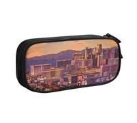 BNVSADC Las Vegas Sunset Printed Pencil Case Large Pen Bag Cute Pencil Box Pouch Office School Stationery Organizer for Girls Boys, Black