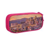 BNVSADC Las Vegas Sunset Printed Pencil Case Large Pen Bag Cute Pencil Box Pouch Office School Stationery Organizer for Girls Boys, Pink