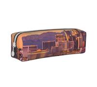 BNVSADC Las Vegas Sunset Printed Pencil Case Leather Pencil Pouch Cute Stationery Pencil Pen Bag with Zipper for School Office Travel