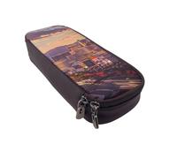 BNVSADC Las Vegas Sunset Printed PU Leather Flip Pencil Case, Cute Pencil Box Pen Bag Stationery Organizer Makeup Bag for School Office Travel