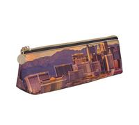 BNVSADC Las Vegas Sunset Printed Triangle Pencil Case Leather Pencil Pouch Cute Stationery Pencil Pen Bag for School Office Travel