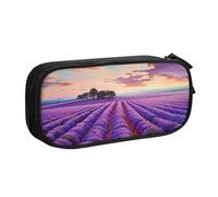 BNVSADC Lavender Fields Printed Pencil Case Large Pen Bag Cute Pencil Box Pouch Office School Stationery Organizer for Girls Boys, Black