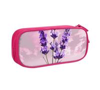 BNVSADC Lavender Flower Printed Pencil Case Large Pen Bag Cute Pencil Box Pouch Office School Stationery Organizer for Girls Boys, Pink