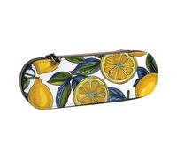 BNVSADC Lemon Fruit Pattern Printed Leather Pencil Pen Case & Makeup Bag - Stylish Hard Shell Pencil Bag Stationery Organizer Pouch for School Office Travel