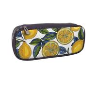 BNVSADC Lemon Fruit Pattern Printed Leather Pencil Pen Case & Makeup Bag - Stylish Pencil Bag Stationery Organizer Pouch for School Office Travel