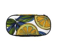BNVSADC Lemon Fruit Pattern Printed Pencil Case Cute Pencil Bag Pen Pouch Large Stationery Organizer Makeup Bag for Teen Boys Girls School Students Office
