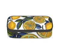 BNVSADC Lemon Fruit Pattern Printed Pencil Case Cute Pencil Box Bag Pen Pouch Office School Stationery Organizer for School Travel Work