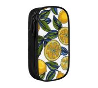 BNVSADC Lemon Fruit Pattern Printed Pencil Case for Girls Boys, Large Capacity Pencil Pouch Cute Pencil Box Adult Makeup Bag with 2 Compartments, Black