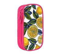 BNVSADC Lemon Fruit Pattern Printed Pencil Case for Girls Boys, Large Capacity Pencil Pouch Cute Pencil Box Adult Makeup Bag with 2 Compartments, Pink