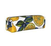 BNVSADC Lemon Fruit Pattern Printed Pencil Case Leather Pencil Pouch Cute Stationery Pencil Pen Bag with Zipper for School Office Travel