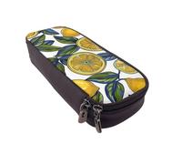 BNVSADC Lemon Fruit Pattern Printed PU Leather Flip Pencil Case, Cute Pencil Box Pen Bag Stationery Organizer Makeup Bag for School Office Travel