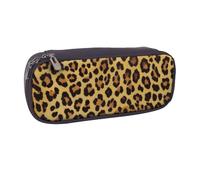 BNVSADC Leopard Pattern Printed Leather Pencil Pen Case & Makeup Bag - Stylish Pencil Bag Stationery Organizer Pouch for School Office Travel