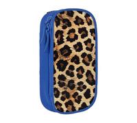 BNVSADC Leopard Pattern Printed Pencil Case for Girls Boys, Large Capacity Pencil Pouch Cute Pencil Box Adult Makeup Bag with 2 Compartments, Blue
