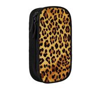 BNVSADC Leopard Pattern Printed Pencil Case for Girls Boys, Large Capacity Pencil Pouch Cute Pencil Box Adult Makeup Bag with 2 Compartments, Black