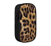 BNVSADC Leopard Pattern Printed Pencil Case for Girls Boys, Large Capacity Pencil Pouch Cute Pencil Box Adult Makeup Bag with 2 Compartments, Black