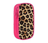 BNVSADC Leopard Pattern Printed Pencil Case for Girls Boys, Large Capacity Pencil Pouch Cute Pencil Box Adult Makeup Bag with 2 Compartments, Pink