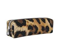BNVSADC Leopard Pattern Printed Pencil Case Leather Pencil Pouch Cute Stationery Pencil Pen Bag with Zipper for School Office Travel
