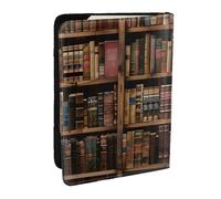 BNVSADC Library Bookshelf Book Printed Passport Holder Travel PU Leather Passport Cover Case Organiser for Men Women, 6.5 inch