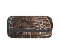 BNVSADC Library Bookshelf Books Printed Pencil Case Cute Pencil Box Bag Pen Pouch Office School Stationery Organizer for School Travel Work