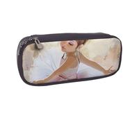 BNVSADC Little Ballerina Dancing Girl Printed Leather Pencil Pen Case & Makeup Bag - Stylish Pencil Bag Stationery Organizer Pouch for School Office Travel