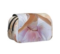 BNVSADC Little Ballerina Dancing Girl Printed Print Flip Top Double Layer Pencil Case - Large Capacity School Supplies Organizer for Students, Kids, Teens, Artists, Travel & Office Use