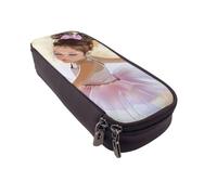 BNVSADC Little Ballerina Dancing Girl Printed PU Leather Flip Pencil Case, Cute Pencil Box Pen Bag Stationery Organizer Makeup Bag for School Office Travel