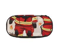 BNVSADC Little Boys and Girls in Firefighters Printed Pencil Case Cute Pencil Bag Pen Pouch Large Stationery Organizer Makeup Bag for Teen Boys Girls School Students Office