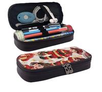 BNVSADC Little Boys and Girls in Firefighters Printed PU Leather Flip Pencil Case, Cute Pencil Box Pen Bag Stationery Organizer Makeup Bag for School Office Travel