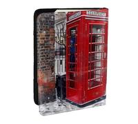 BNVSADC London Red Telephone Booth Printed Passport Holder Travel PU Leather Passport Cover Case Organiser for Men Women, 6.5 inch