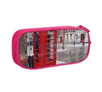 BNVSADC London Red Telephone Booth Printed Pencil Case Large Pen Bag Cute Pencil Box Pouch Office School Stationery Organizer for Girls Boys, Pink