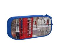 BNVSADC London Red Telephone Booth Printed Pencil Case Large Pen Bag Cute Pencil Box Pouch Office School Stationery Organizer for Girls Boys, Blue