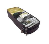 BNVSADC Loon Nature Bird Printed PU Leather Flip Pencil Case, Cute Pencil Box Pen Bag Stationery Organizer Makeup Bag for School Office Travel