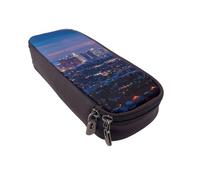 BNVSADC Los Angeles Skyline Printed PU Leather Flip Pencil Case, Cute Pencil Box Pen Bag Stationery Organizer Makeup Bag for School Office Travel