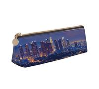 BNVSADC Los Angeles Skyline Printed Triangle Pencil Case Leather Pencil Pouch Cute Stationery Pencil Pen Bag for School Office Travel